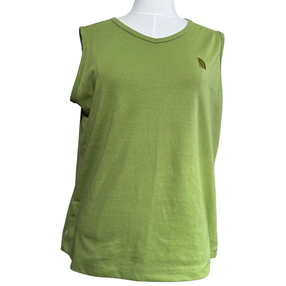 The North Face Womens XL‎ Light Green V-Neck Sleeveless Tank Top VTG Y2K Hiking